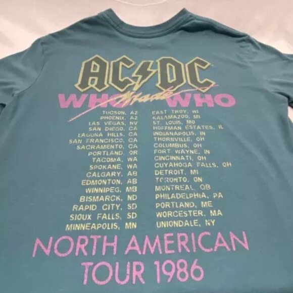 AC/DC Who Made Who Print Shirt Adult Small Aqua Multicolor 80’s Retro Logo Tee - Picture 7 of 13